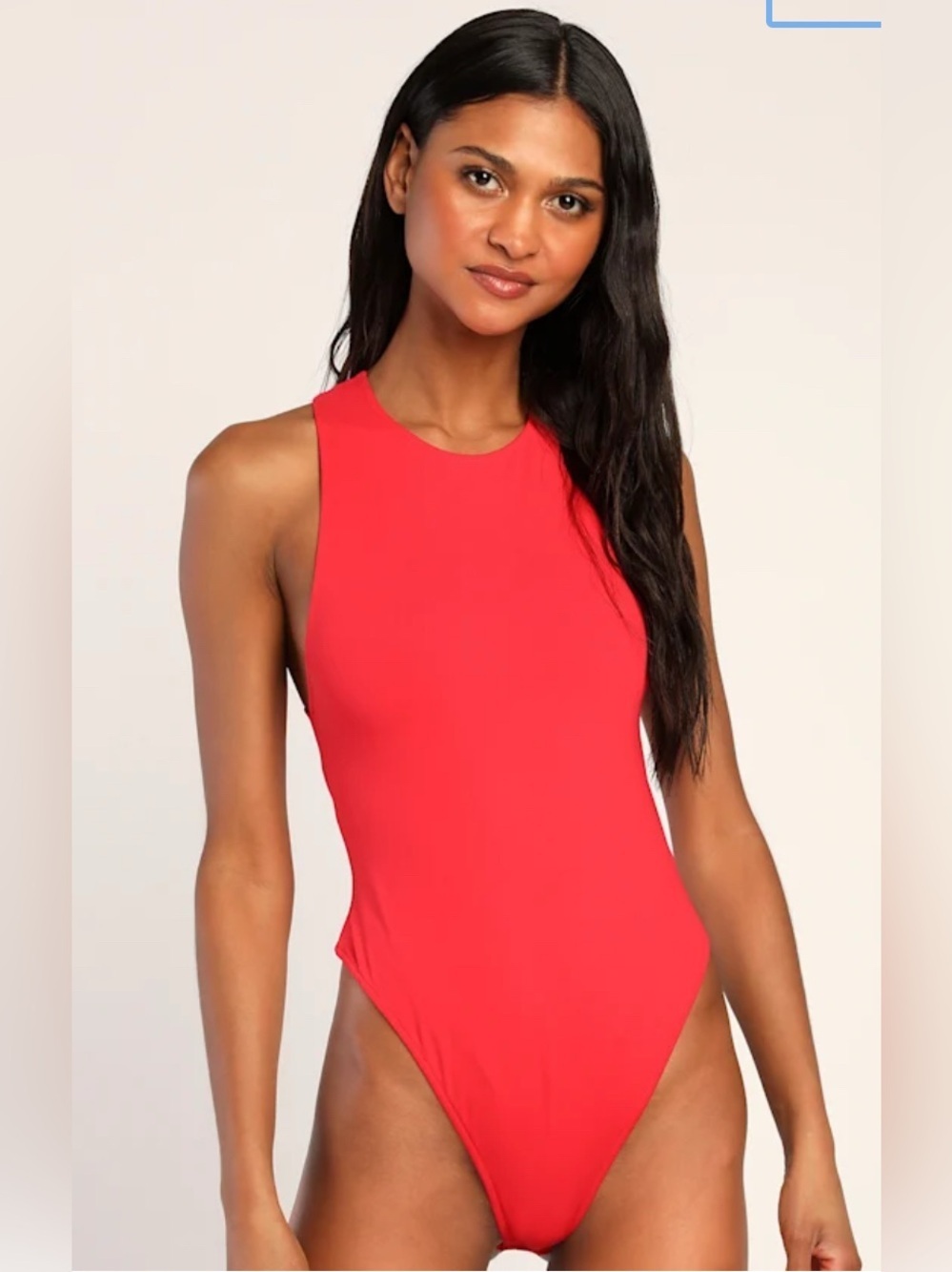 Free People Red Sleeveless High-Neck Bodysuit